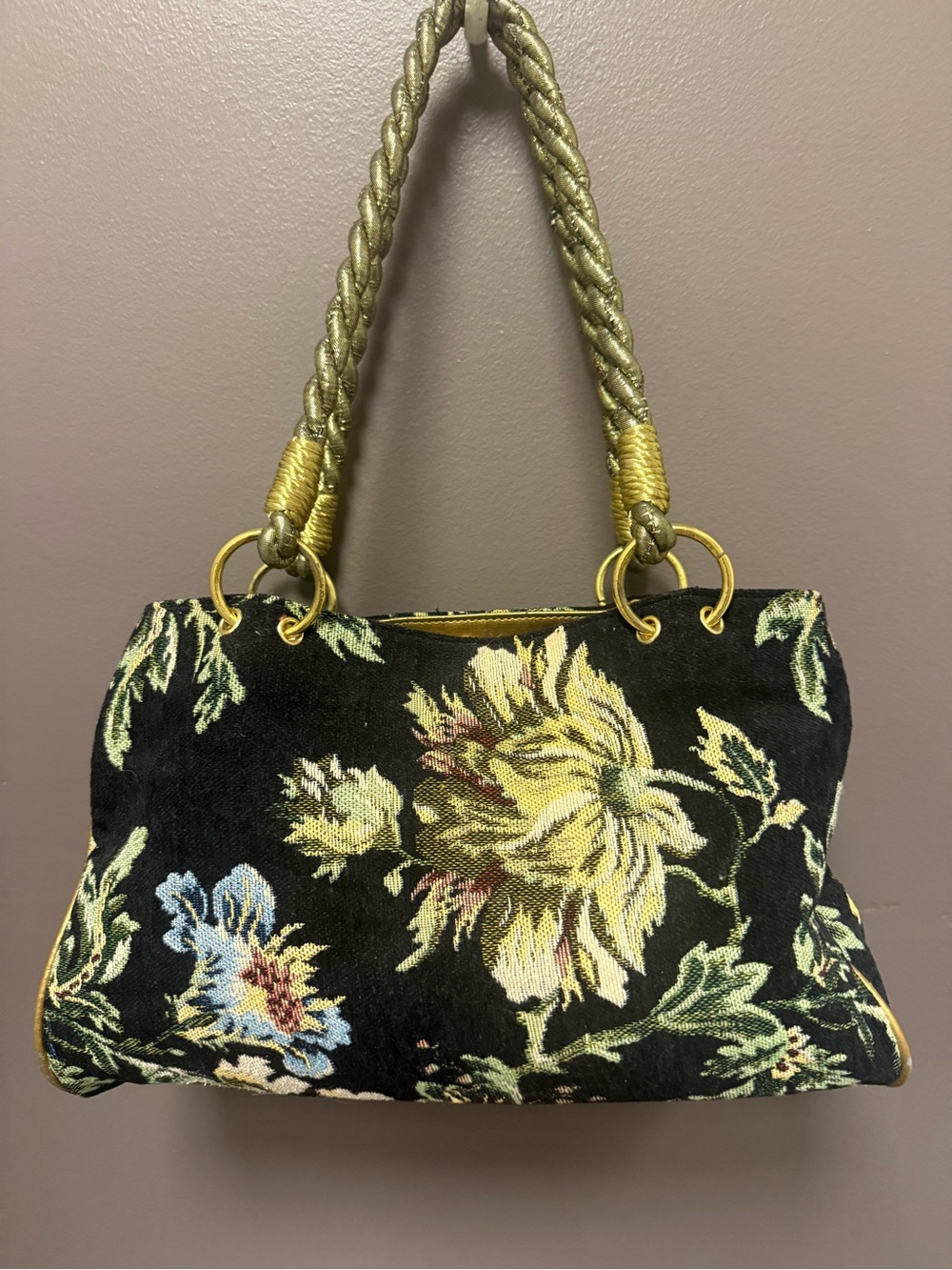 Embellished Black Floral Sequin Shoulder Bag - Picture 14 of 14